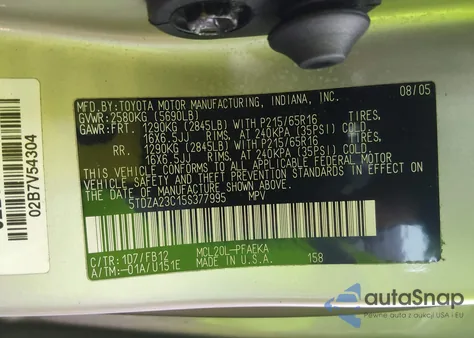 2005 Toyota Sienna Le from USA, damaged, VIN 5TDZA23C15S377995